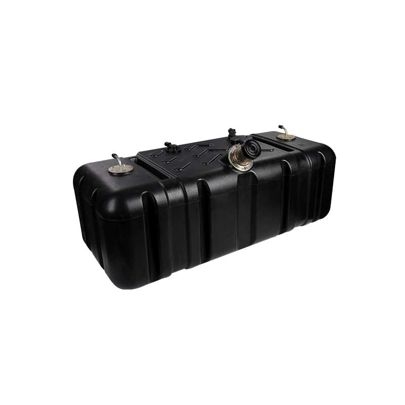 How does the weight of a plastic gasoline tank compare to a metallic counterpart?